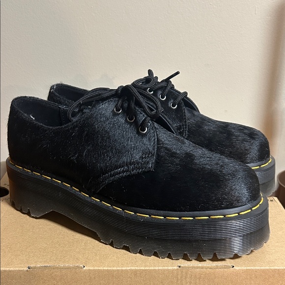Dr. Martens Black Hair-On Calf Hair Pace Up Derbys